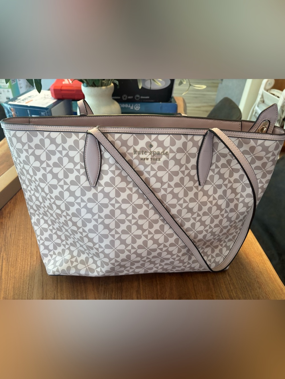 kate spade Floral Geometric Pink and Cream Tote